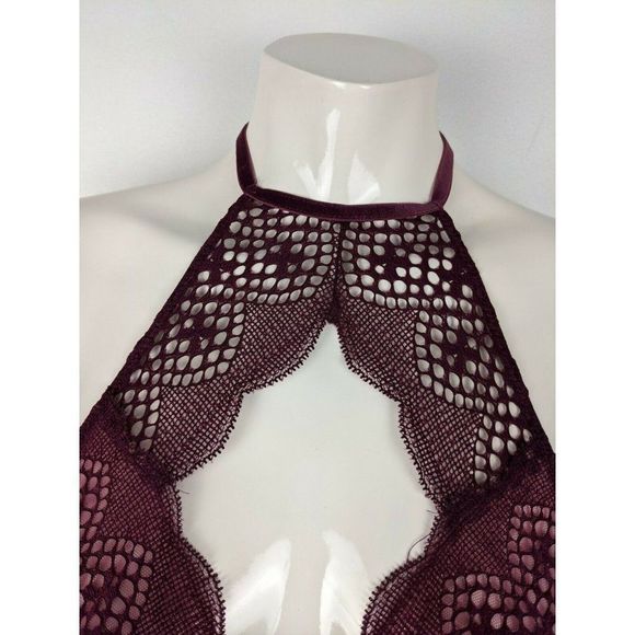Victoria's Secret Super Sexy Bralette key hole lace halter top size XS purple - Picture 4 of 8